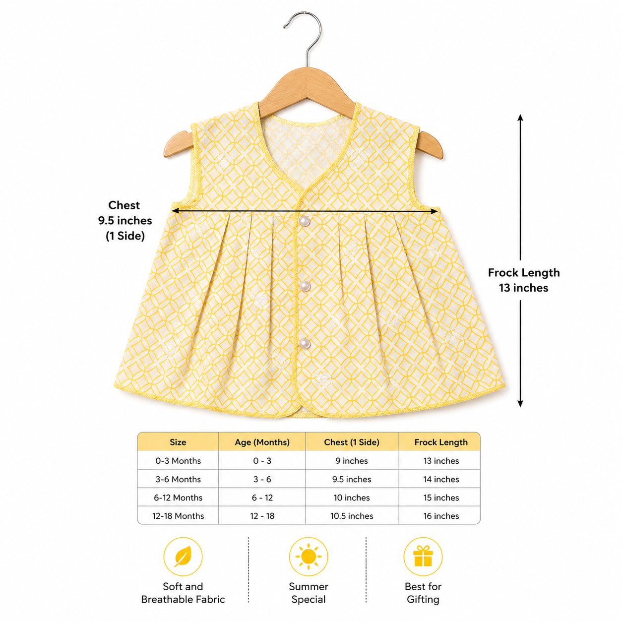 Cotton maxi Frocks (3-9Months) Pack of 5