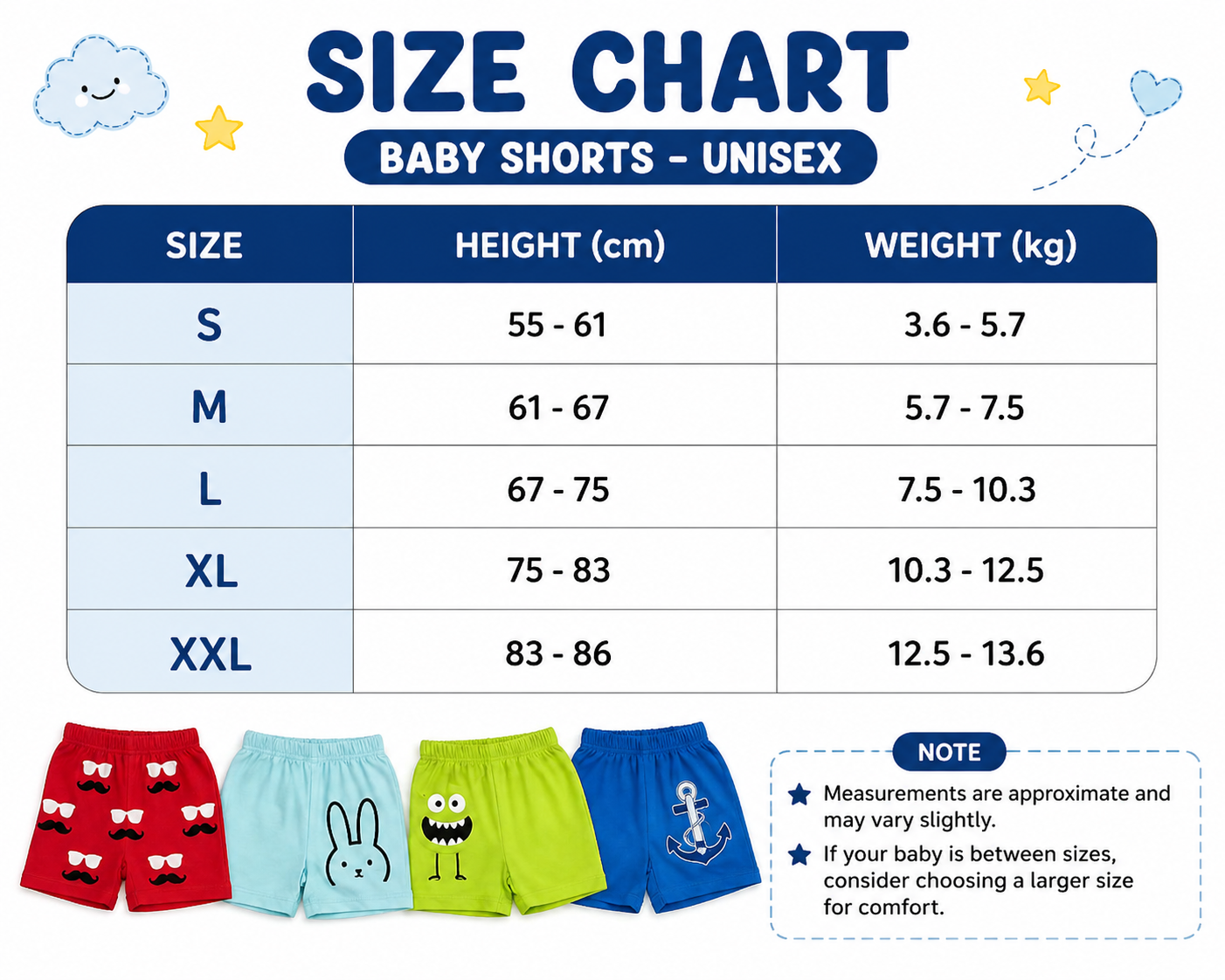 Pack of 4 Shorts- Unisex