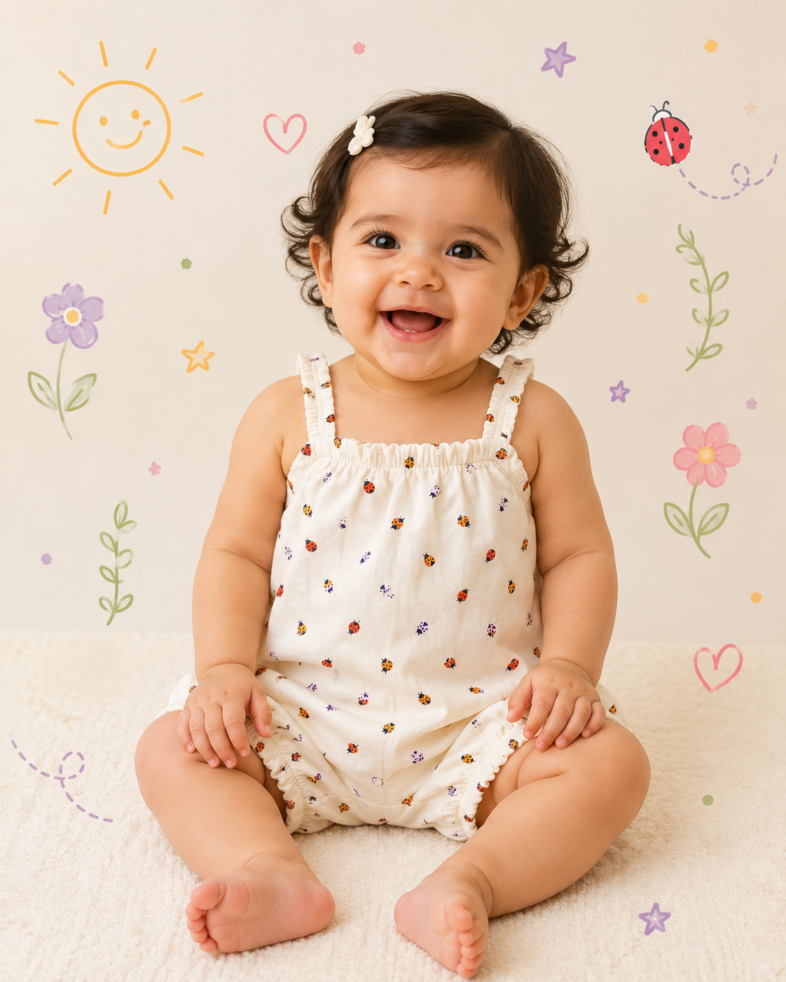 Summer Strap Romper for 1-2yr | Bug Design