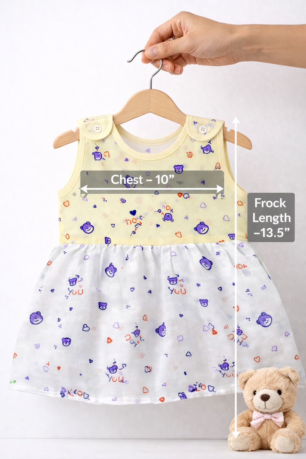 Muslin Shoulder Button Frocks (0-6M) -99/- per Frock