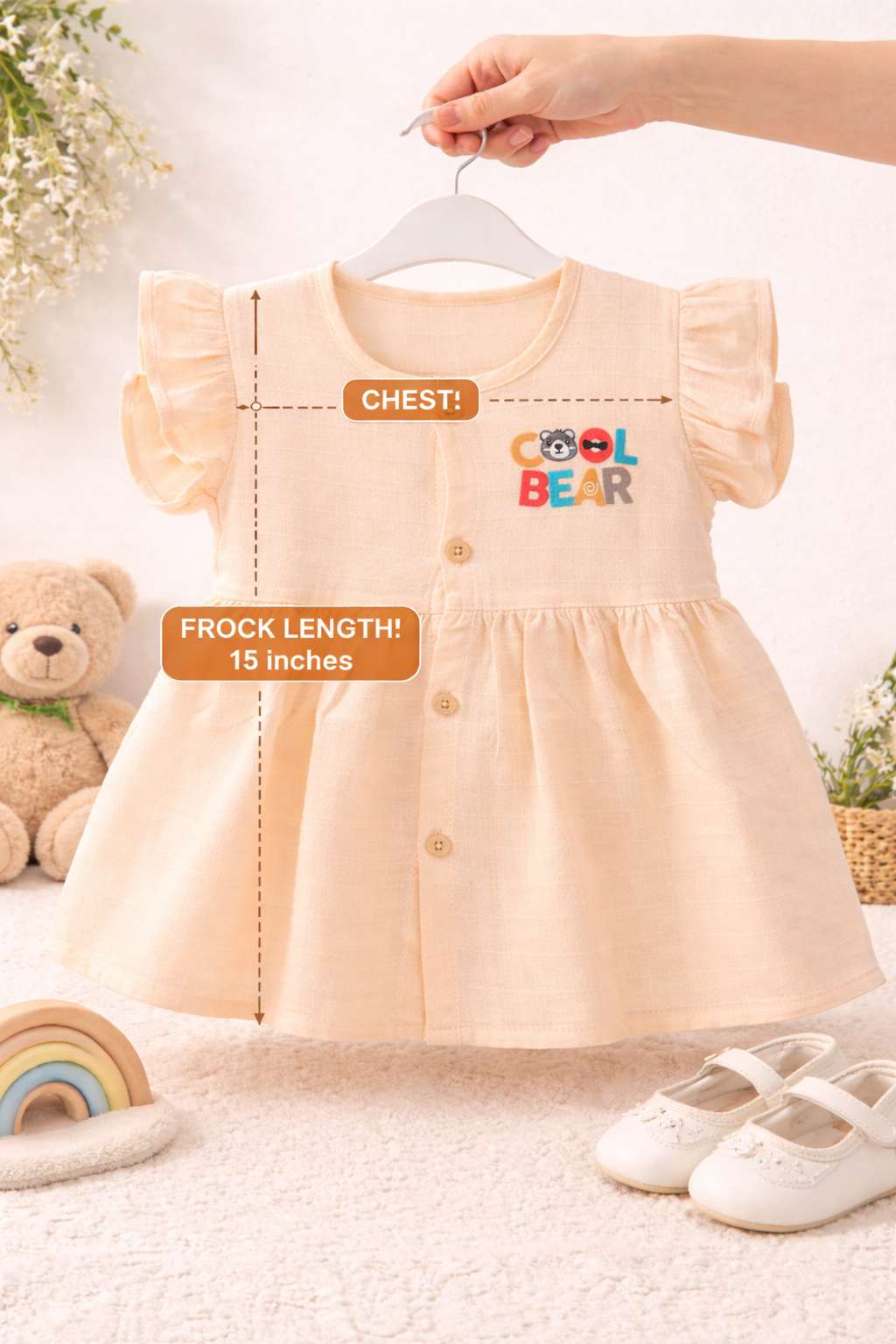 Frill Sleeve Muslin Frocks (6–12 Months)