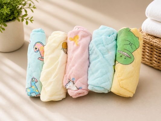 6 layer Muslin washcloth Set | napkin (Pack of 5) – Ultra Soft & Gentle