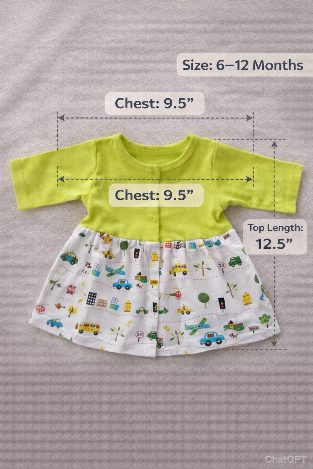 Baby Full-Sleeve Open button frocks (3-12m)(Pack of 4)