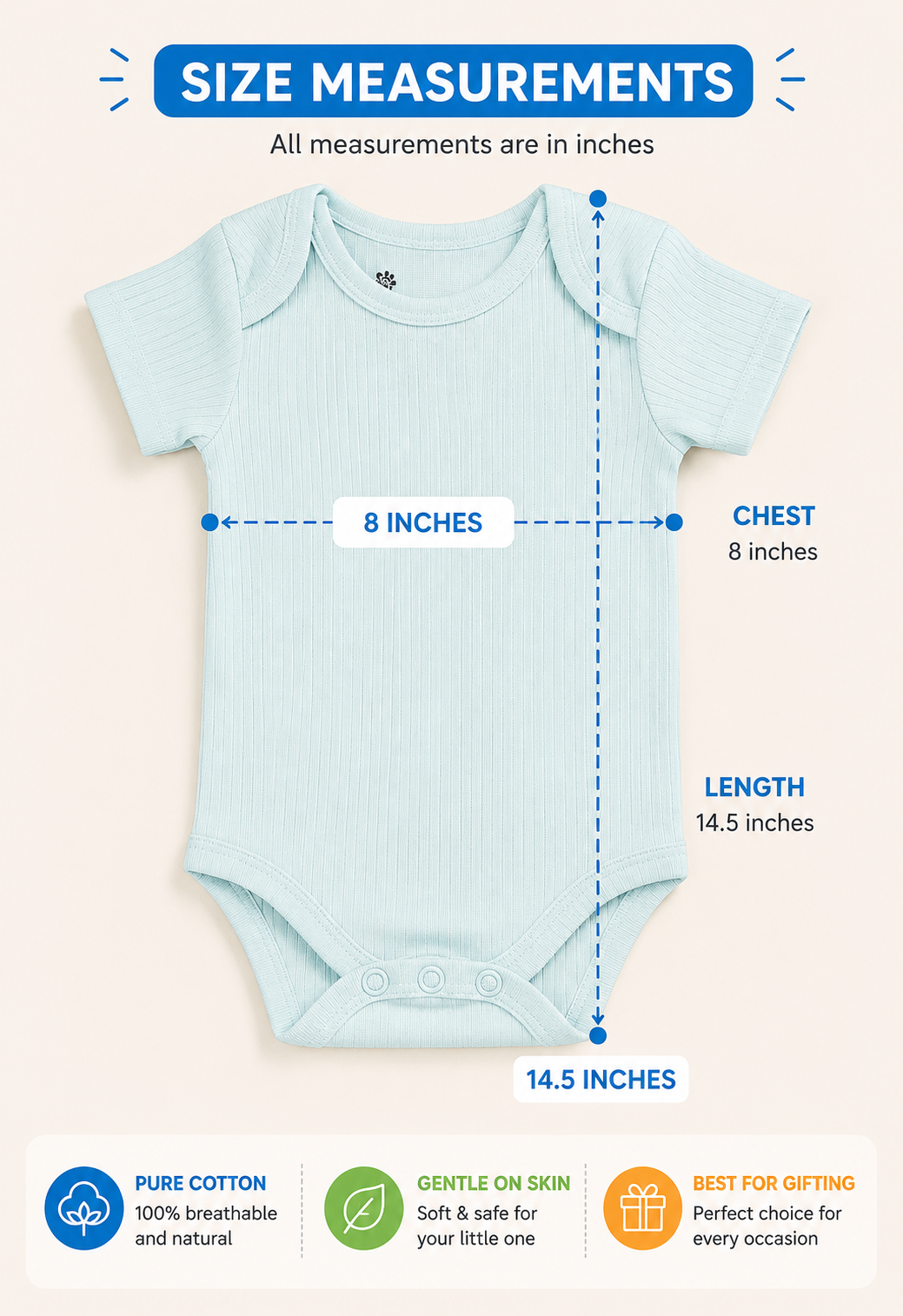 Premium Onesies for 1-6 months | Combo of 2 | Soft and Breathable
