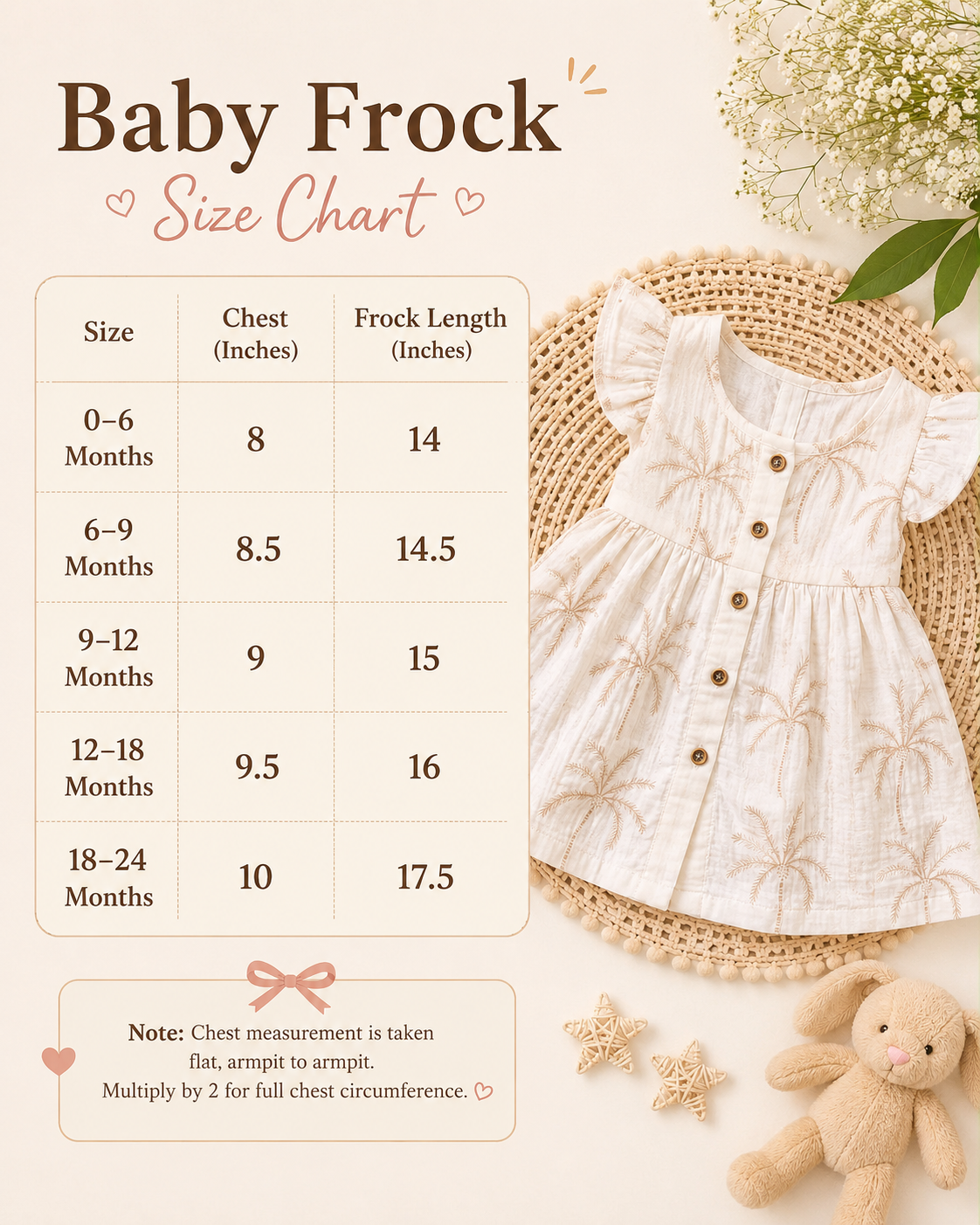 Baby Muslin full open button frocks (0-24 m), Soft & Comfortable