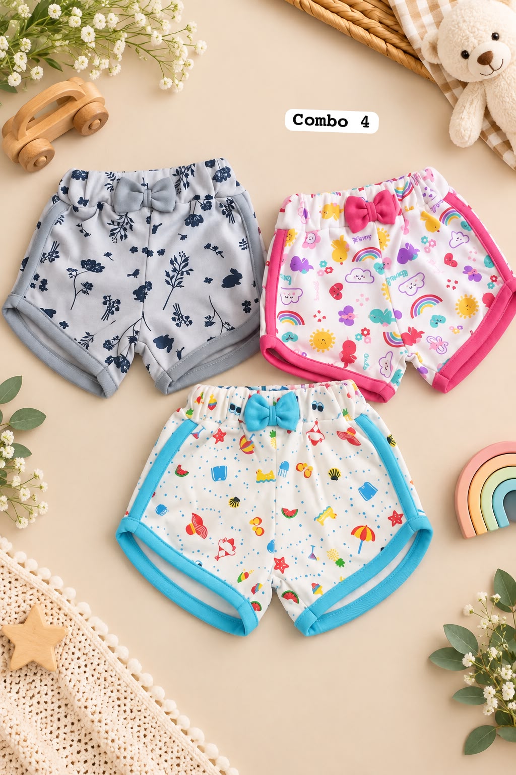 Casual Bow girls Shorts for Babies for 0 To 6 months