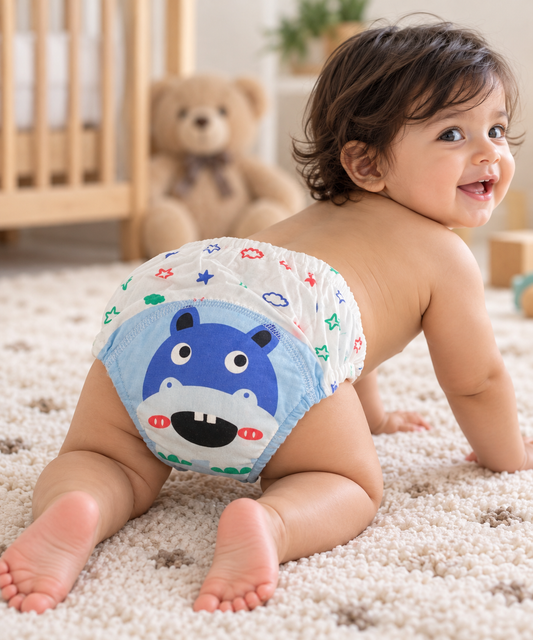 Baby Diaper Pants | Potty Training Underwear | Soft, Washable & Reusable Cotton Nappies for Boys & Girls | Multicolor Prints