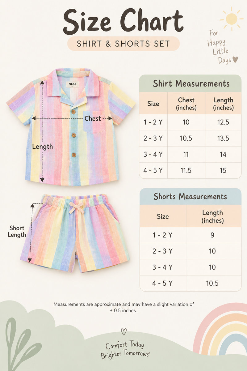 Size chart — The Muslin Comfort Collection | Short Sets |1 Years To 6 Years