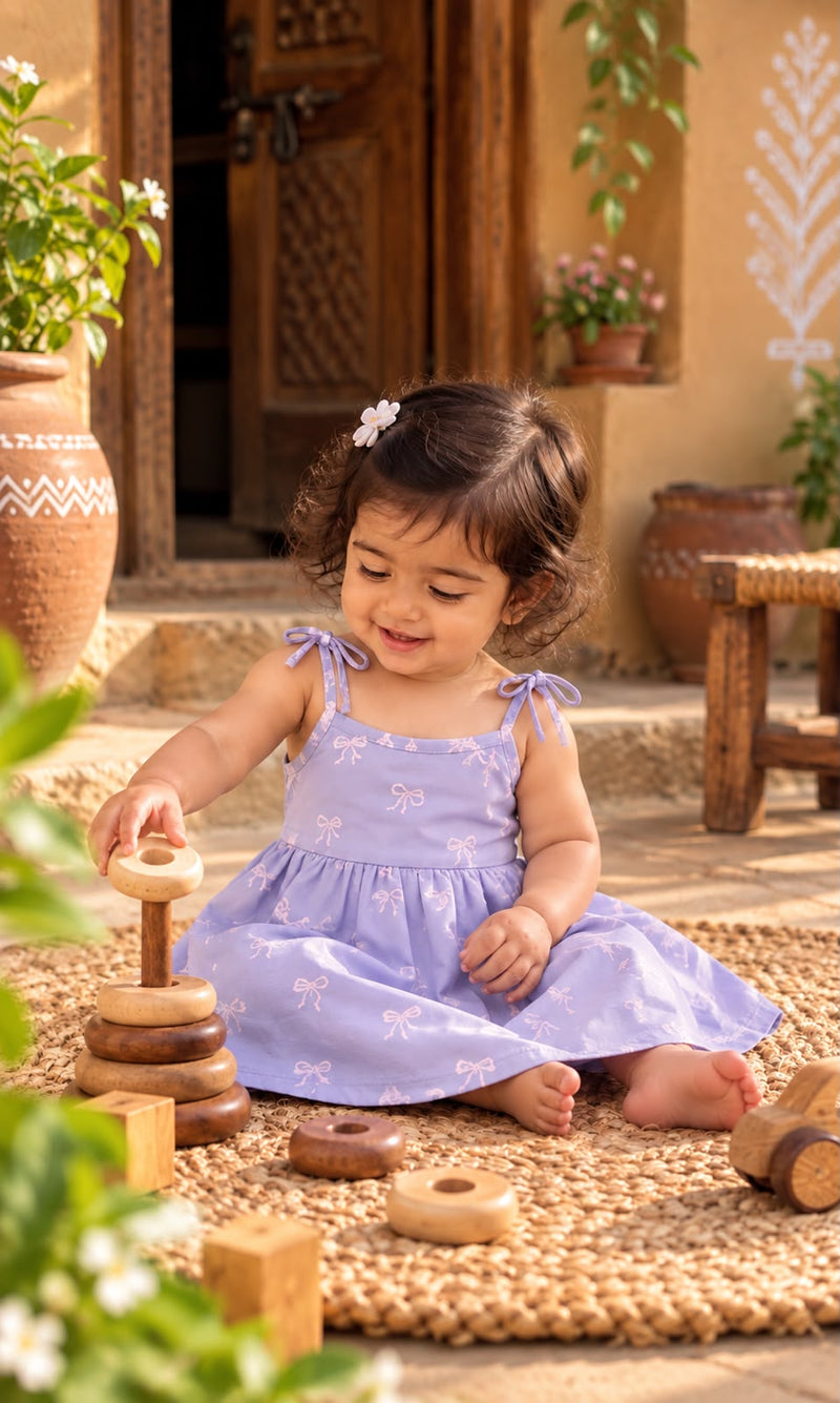 Sleeveless Tie-Shoulder Frock πΈ,Newborn to 24m, Buy 4 for 599/-