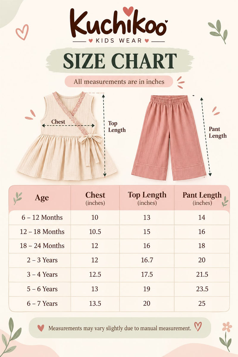 Size chart โ โจ Pure cotton festive wear( 6 Months To 6 Years, Cotton, EthnicWear| sleeveless wrap style