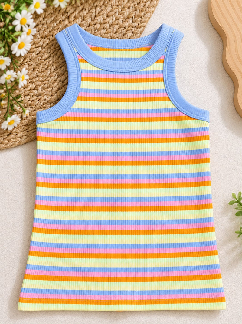 Ribbed Sleeveless Top For Jeans, For Girls, 2 To 12 yrs