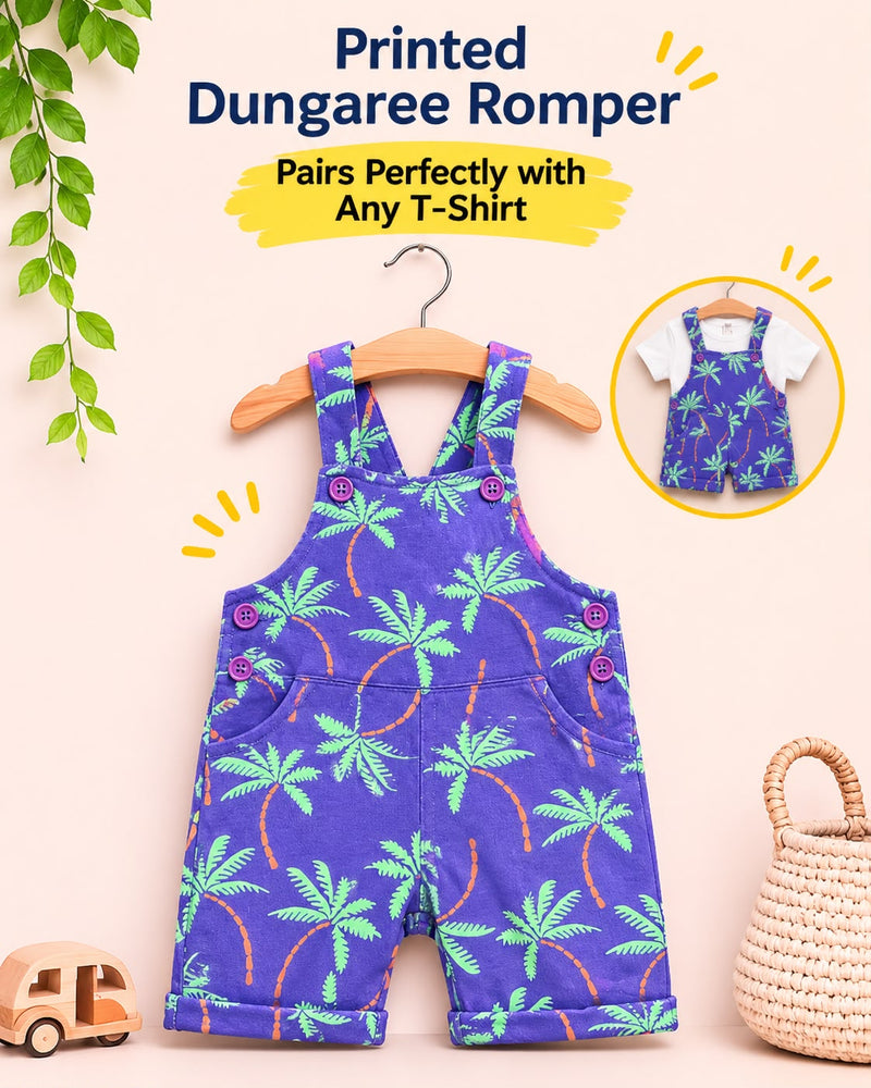Printed Cotton Dungaree Romper for 4 Years