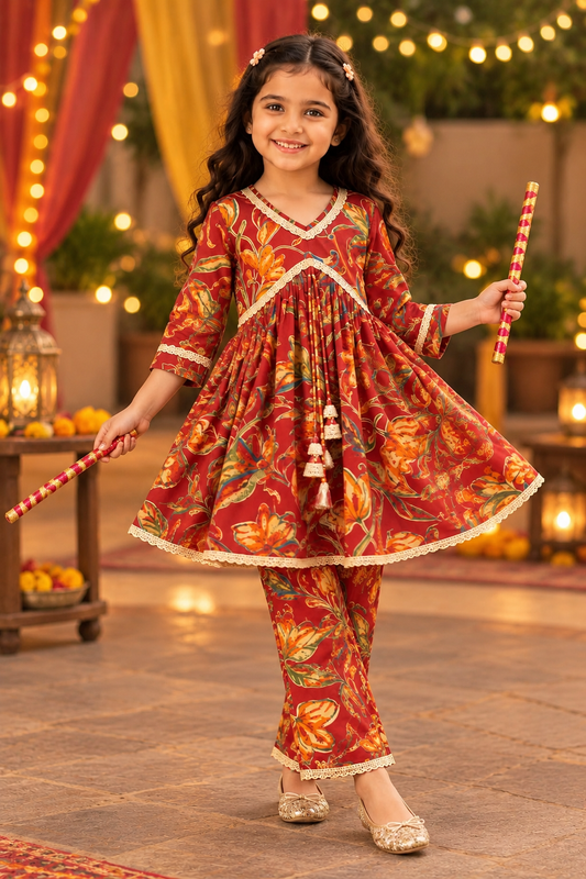Aliya cut Festive Cord Set, cotton , 2-7 Years