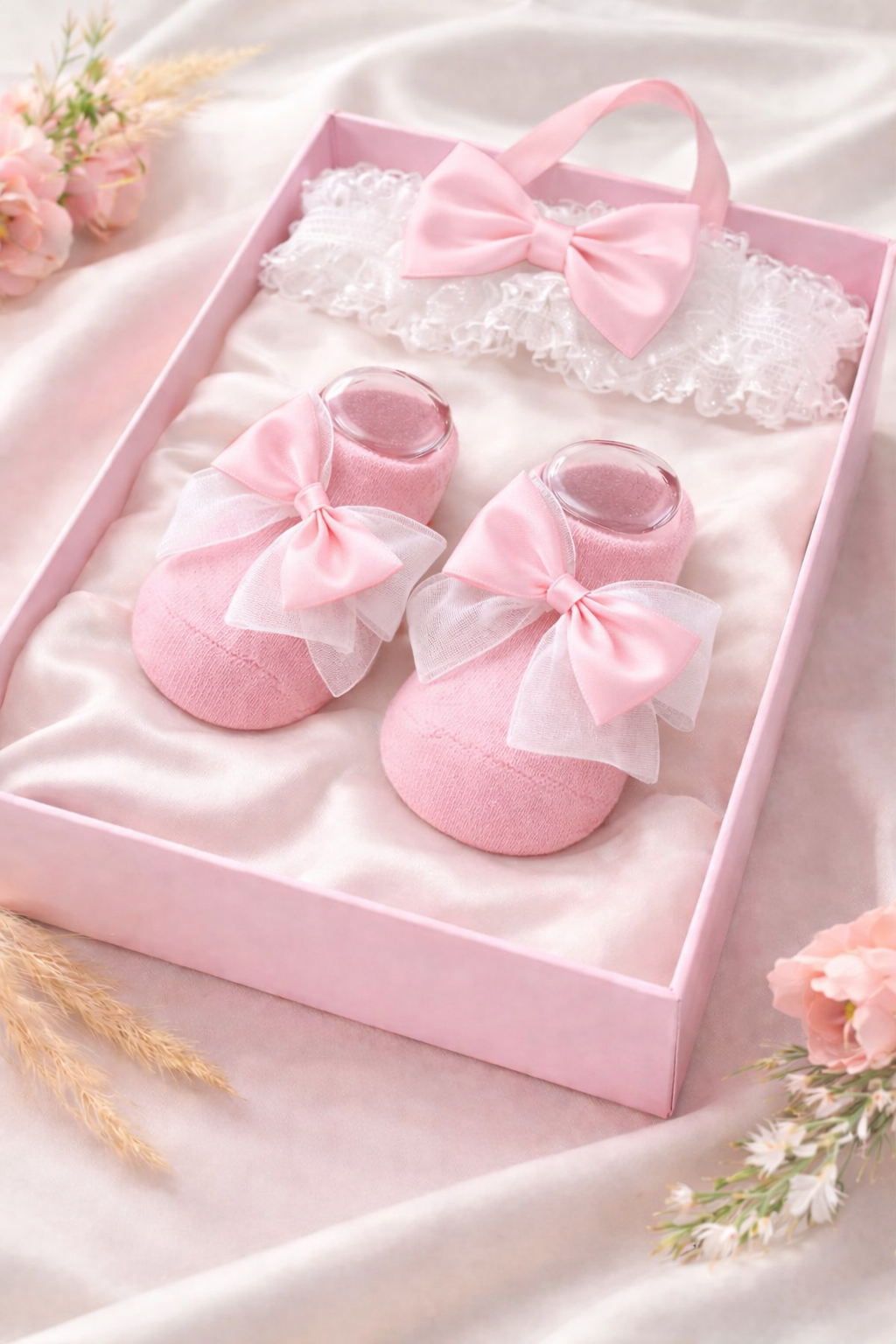 Korean Bow Hairband and Socks (0-6 Months) – Girls