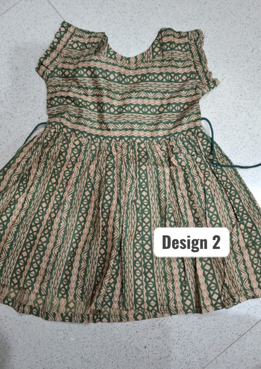 1-2yrs | Cotton Frill Sleeve Frocks with Adjustable threads
