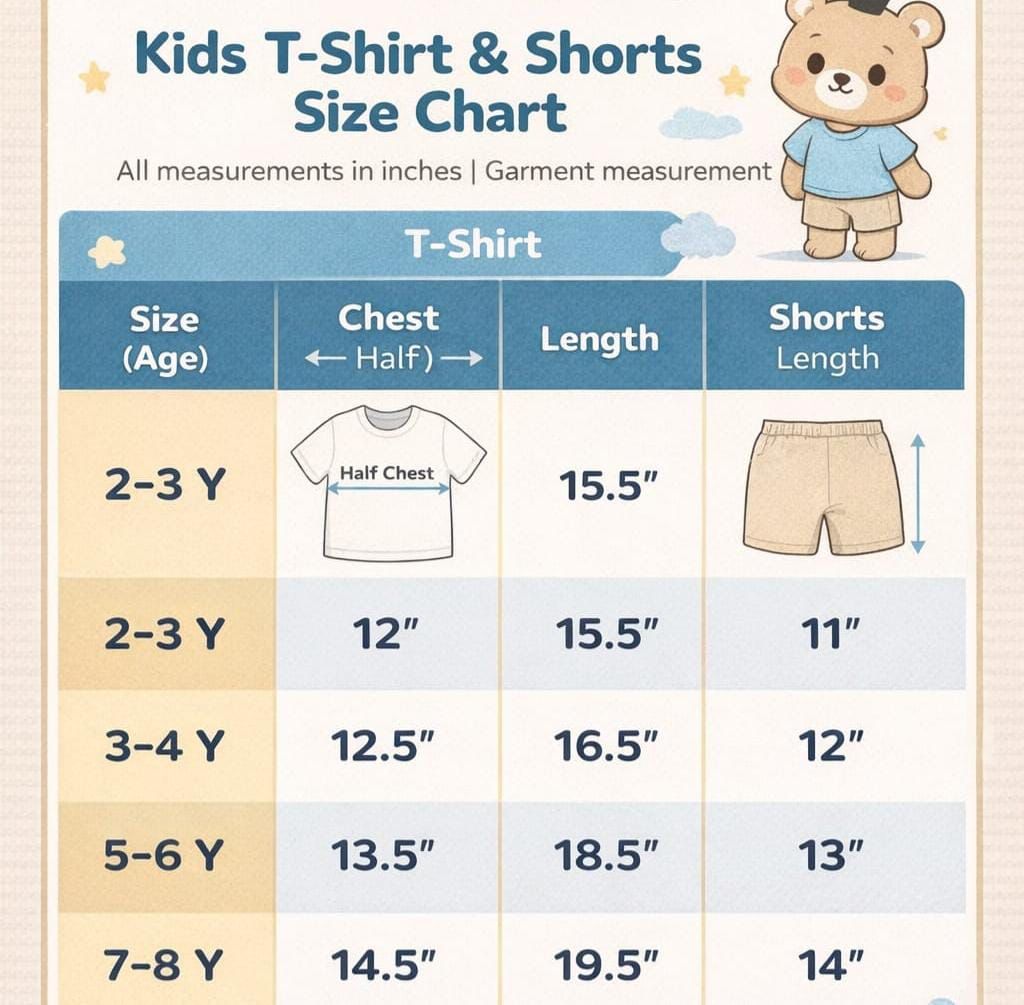 T-shirt & Short Sets boys and girls for 2-8yrs | Pure Cotton, Soft feels