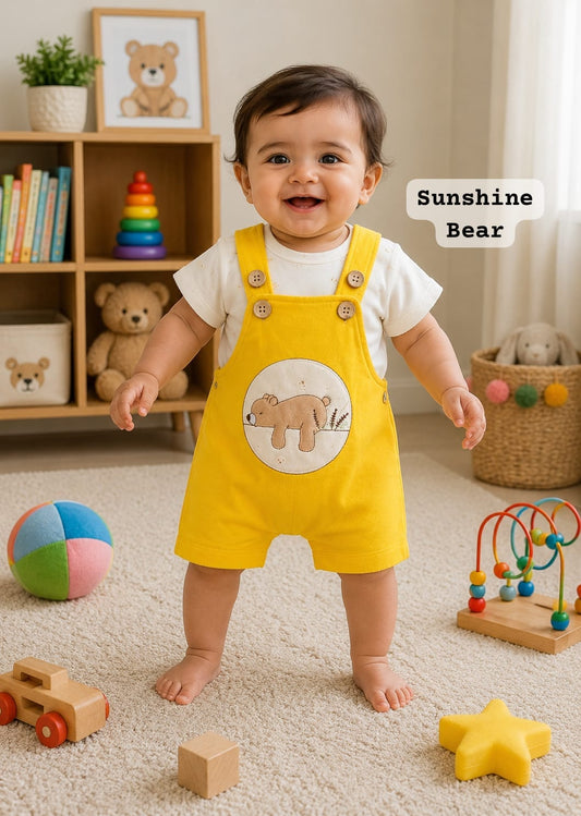 Baby velour Dungaree Sets for 0-1yr | Playful and Comfort Edition