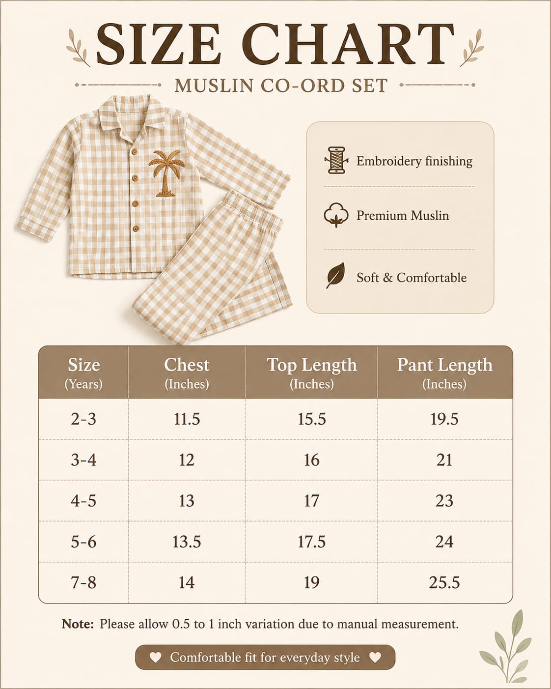 Premium Muslin Embroidered Pant Sets for 2-7yrs