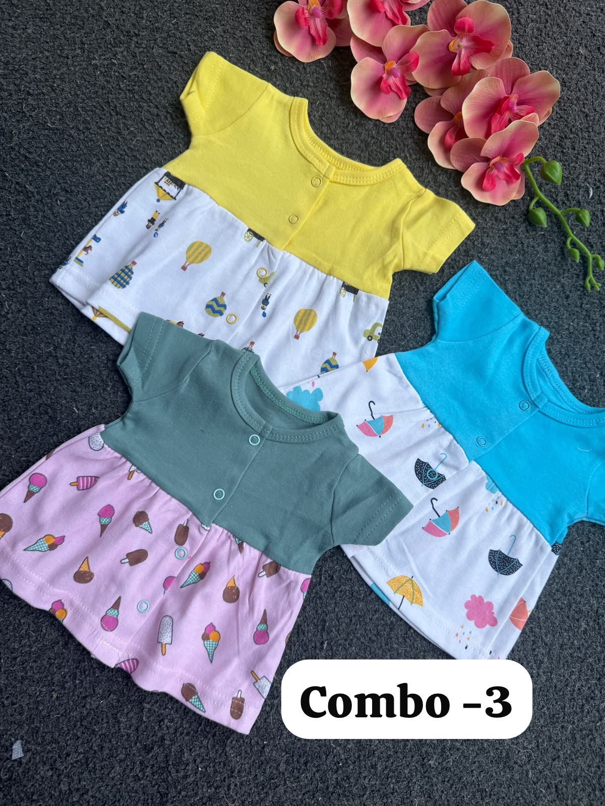Front Open Cute Short Frocks for Newborn to 2yrs