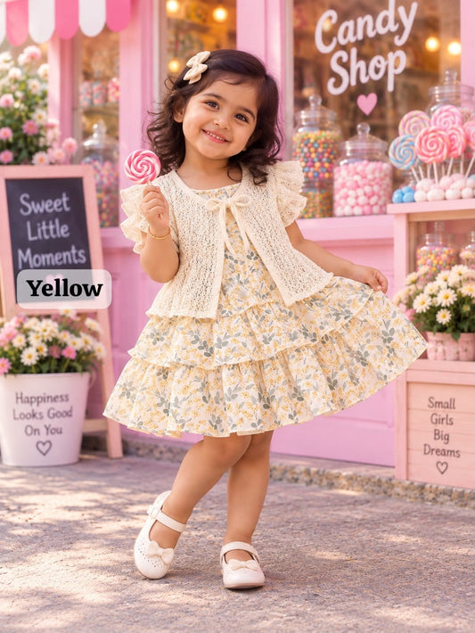 Korean Coat Floral knee length Frocks for 6m to 2yrs, Korean Edition, Fashionable wear