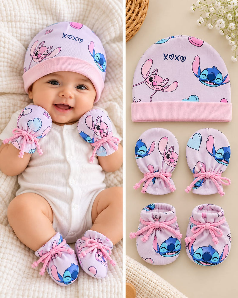 Caps, Mittens & Booties Combo for 0-6m