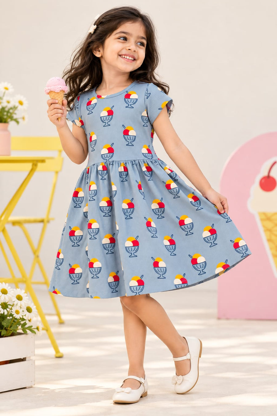 Ribbed Cotton Long Frocks for 3yrs to 9yrs, Extra Soft and Extra Comfy