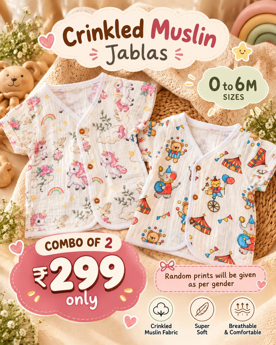 Premium Crinkled Muslin Jablas form 0-6m