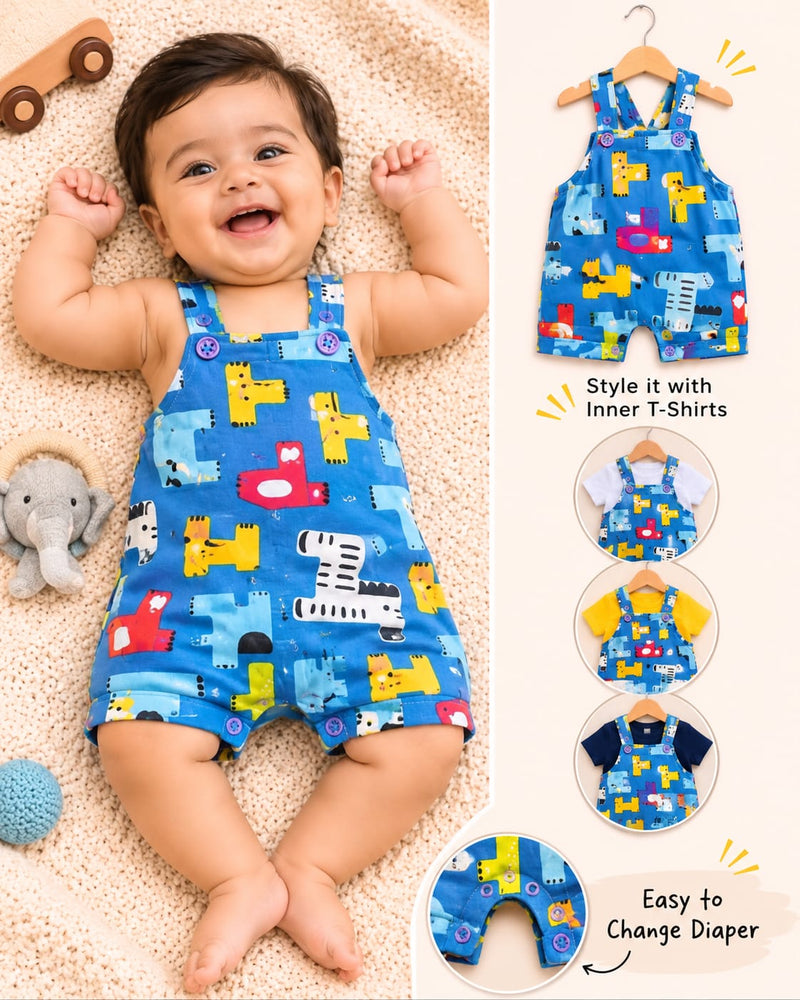 Branded Cotton Dungaree Romper for 3-6 months babies