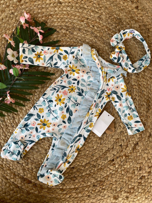 Newborn Baby Romper with Head Band – Girls
