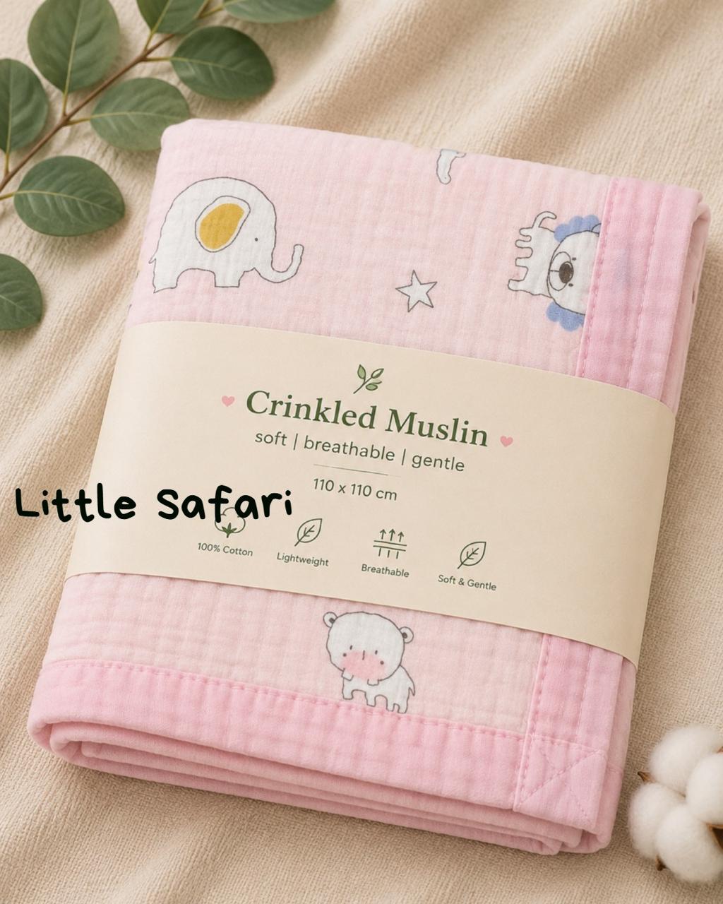 6 Layer Crinkled Muslin blankets | 110*110cms | Premium Muslin for baby and toddlers