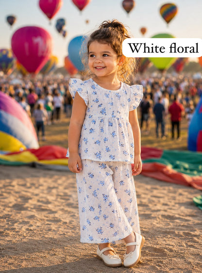 Muslin Peplum Co-ord Set for Girls | Pure Cotton | 1-5 Years