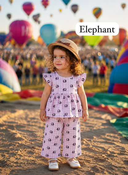 Muslin Peplum Co-ord Set for Girls | Pure Cotton | 1-5 Years