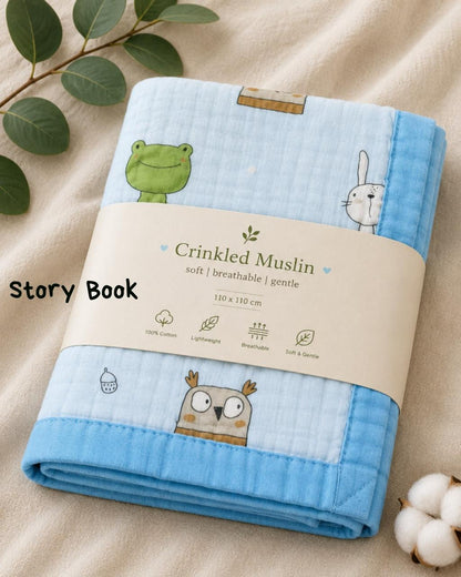 6 Layer Crinkled Muslin blankets | 110*110cms | Premium Muslin for baby and toddlers