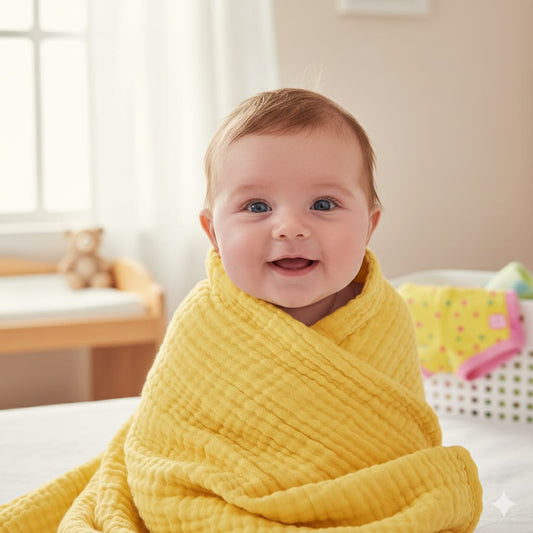 6 LAYERED CRINCKELD MUSLIN TOWEL
