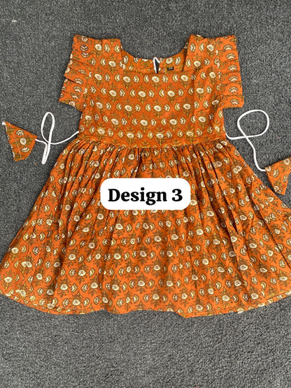 Pure cotton frill sleeve frocks| jaipuri frocks| 3-4years| size 24