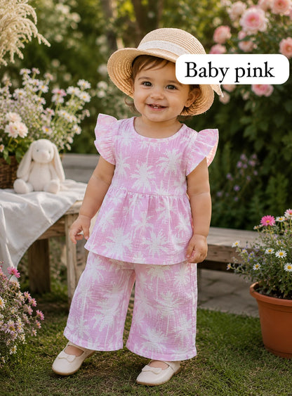 Muslin Peplum Co-ord Set for Girls | Pure Cotton | 1-5 Years