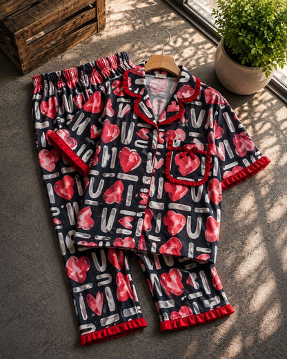 Peter Pan Ruffle Neck Night Suits for 3yrs to 11yrs |Dreams meet Fashion