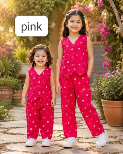 Stylish W-Cut Indo western cotton Coords 2yts to 9yrs