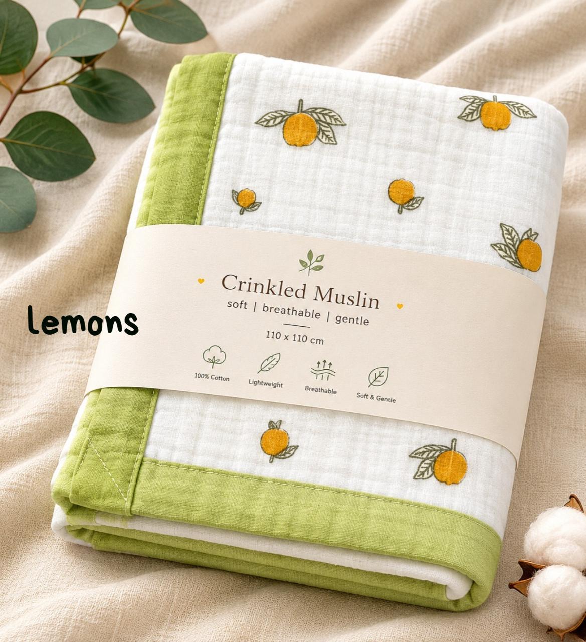 6 Layer Crinkled Muslin blankets | 110*110cms | Premium Muslin for baby and toddlers