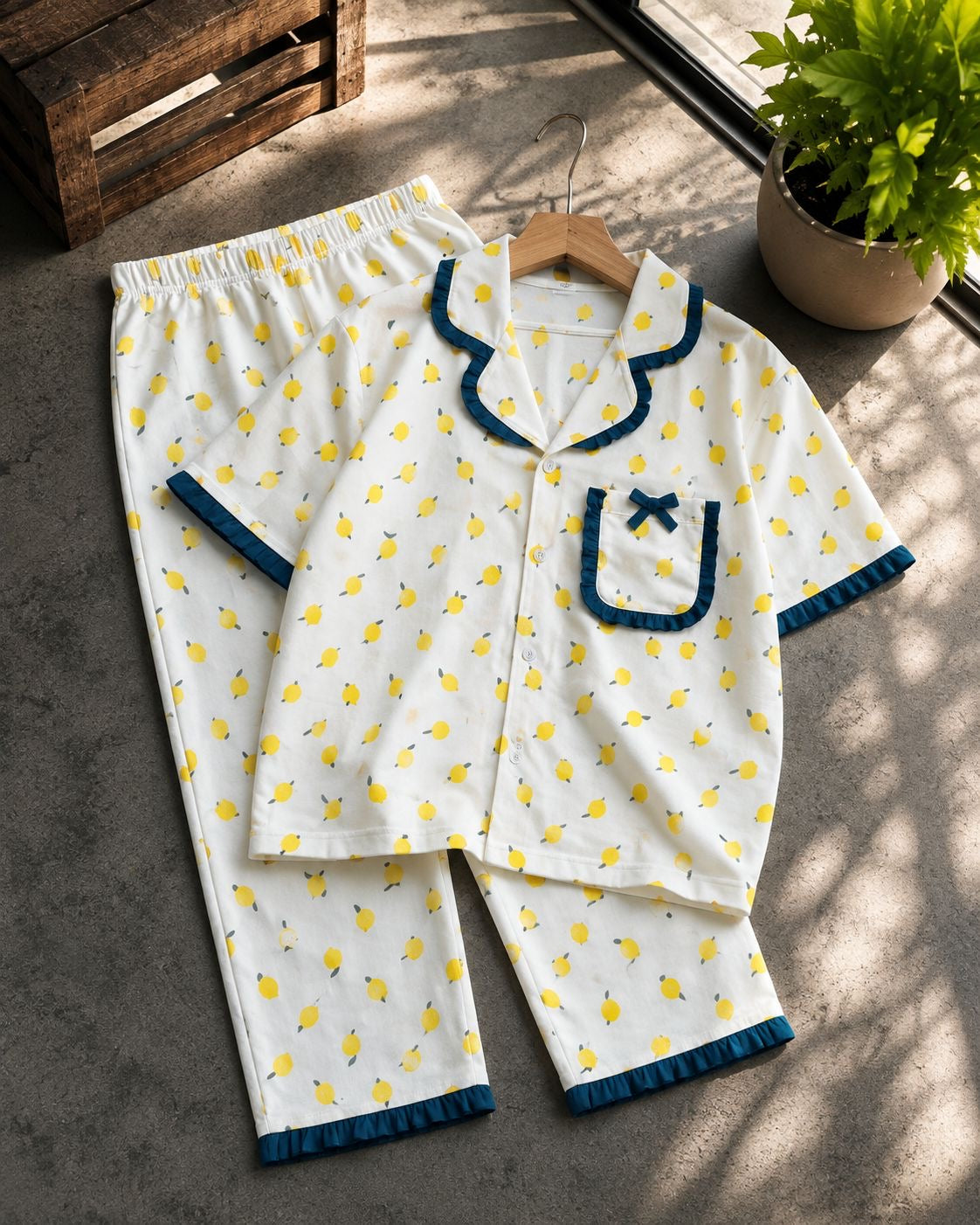 Peter Pan Ruffle Neck Night Suits for 3yrs to 11yrs |Dreams meet Fashion