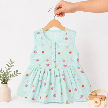 Muslin Sleeveless Frock - Pack of 3 (0-5M)