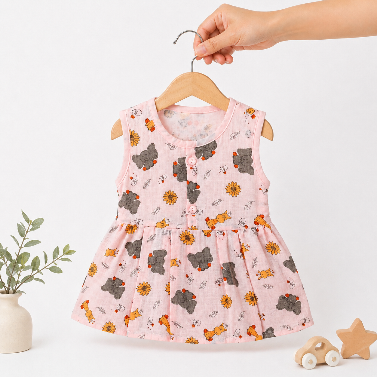 Muslin Sleeveless Frock - Pack of 3 (0-5M)