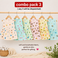 Muslin Sleeveless Frock - Pack of 3 (0-5M)