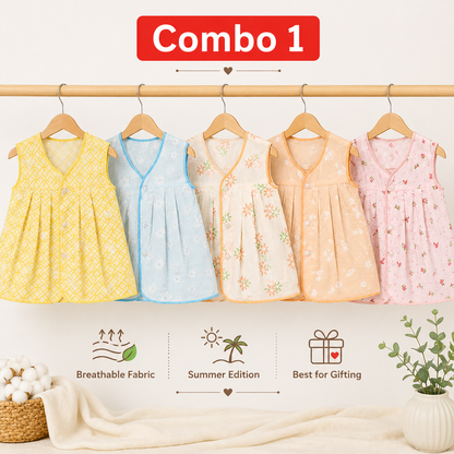 Cotton maxi Frocks (3-9Months) Pack of 5