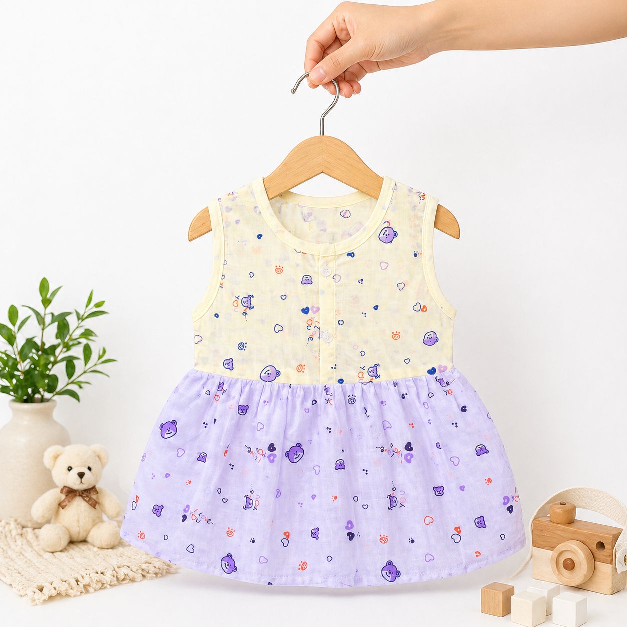 Muslin Front Button Frocks (0-5M) -99/- per Frock