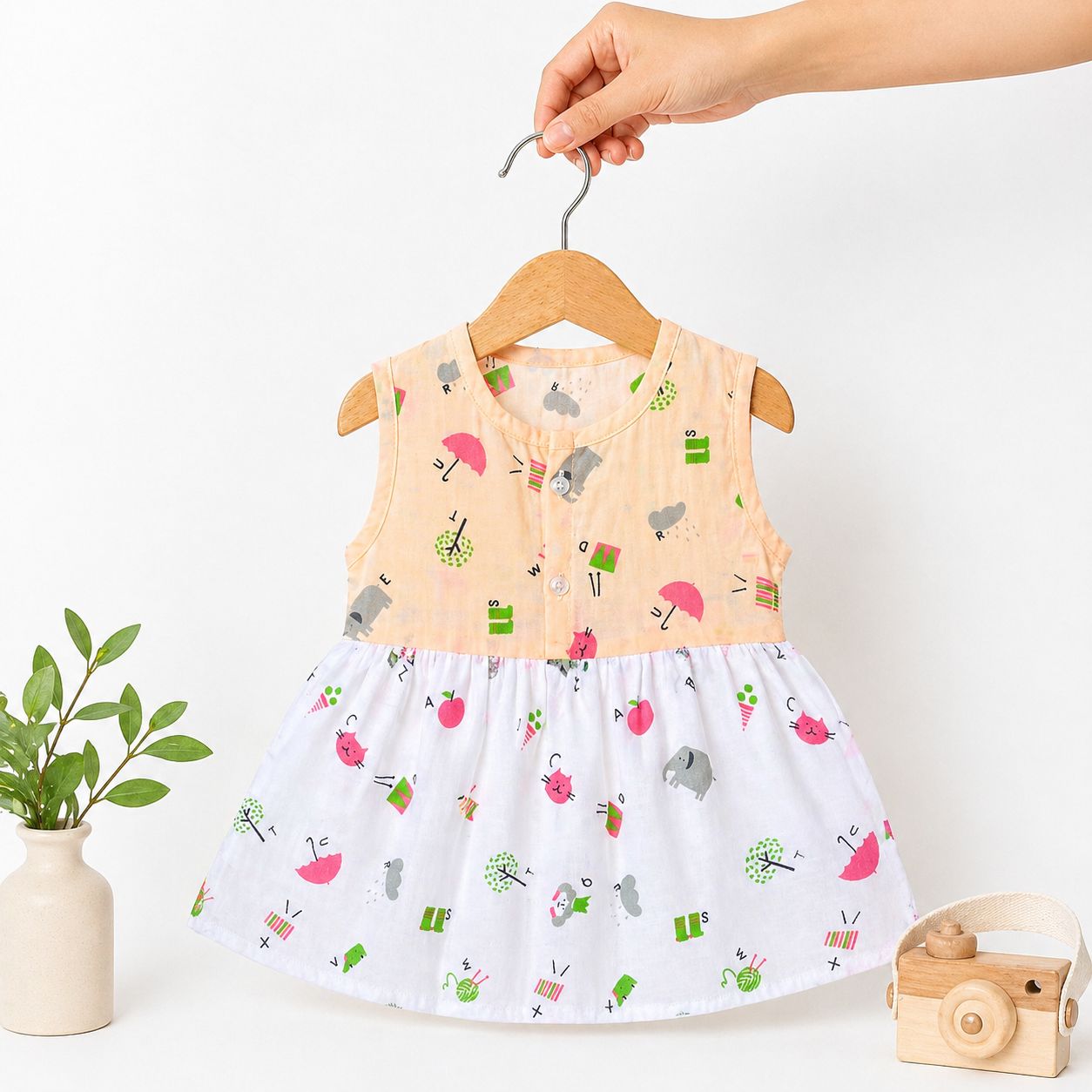 Muslin Front Button Frocks (0-5M) -99/- per Frock