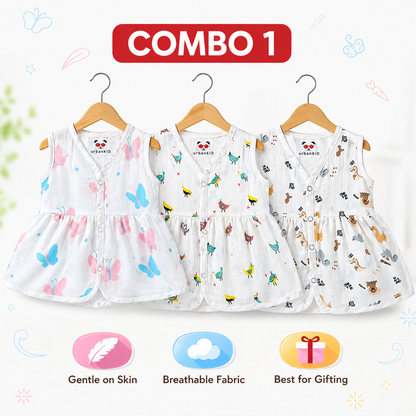 Muslin Full Open Frocks (0-5m)