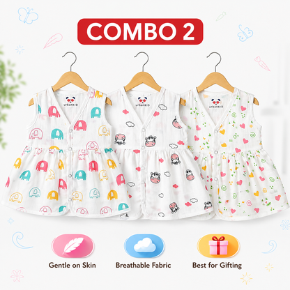 Muslin Full Open Frocks (0-5m)