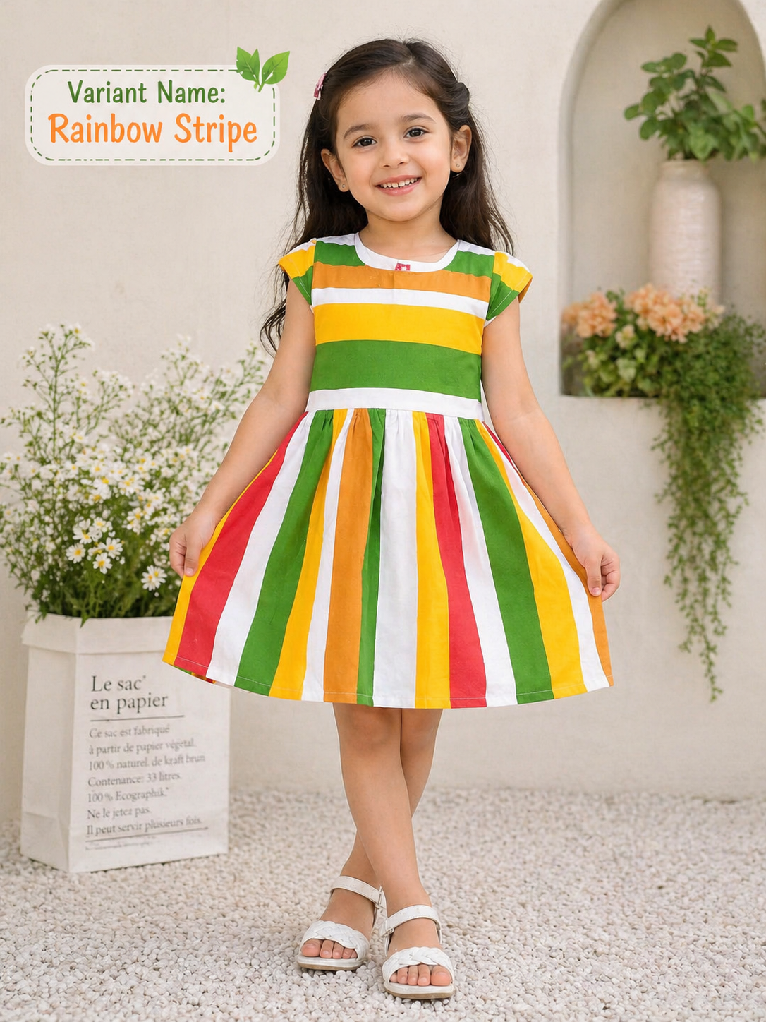Baby Girl Multicolor Stripe Cotton Frock | Soft & Stylish Casual Dress