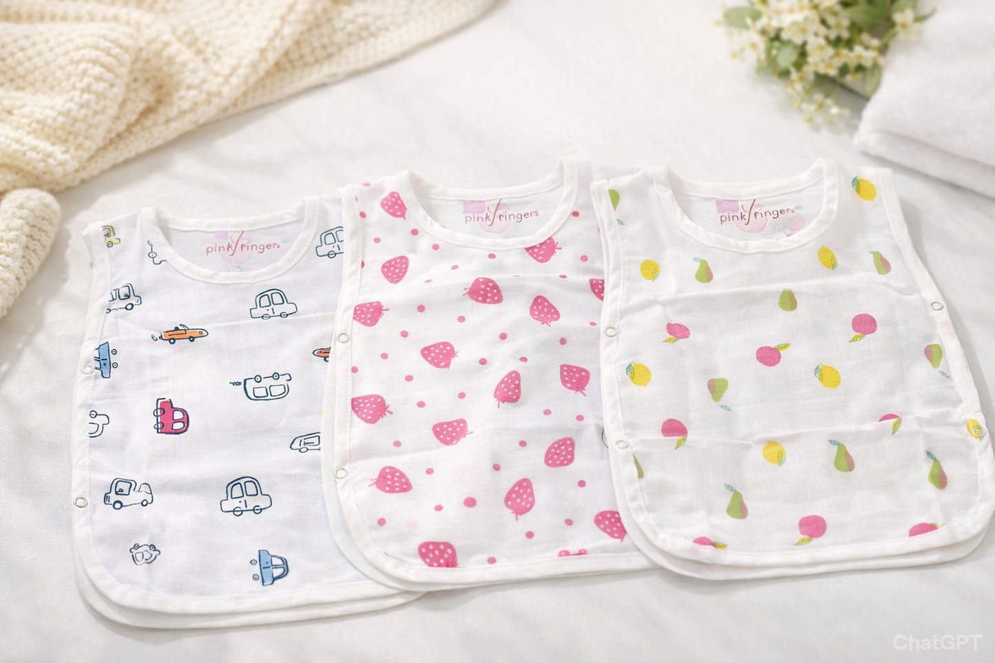 Cotton  Side Button Jabla(0-6Months)(Pack of 3)